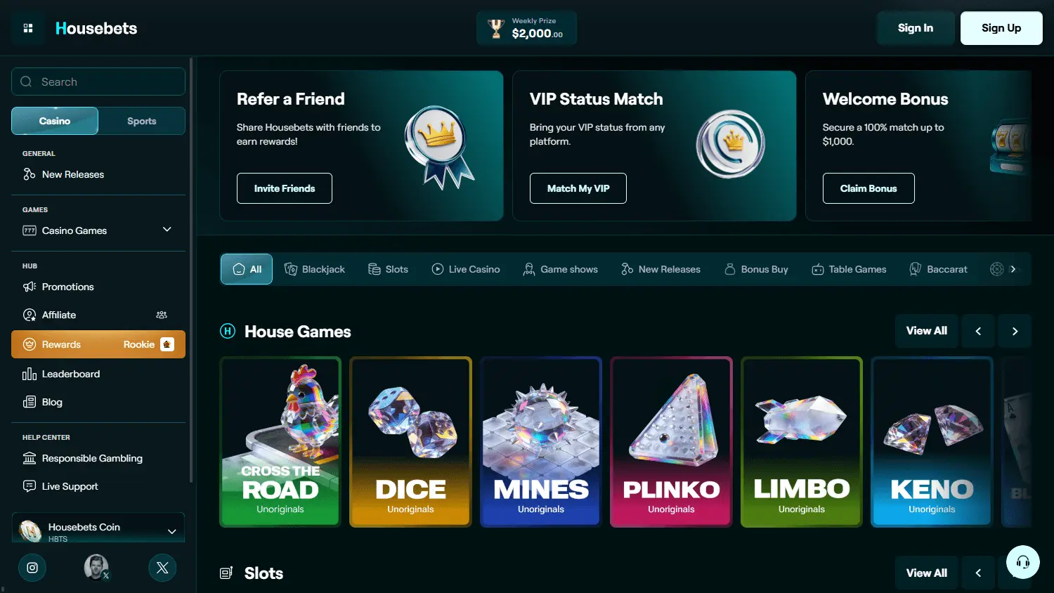Housebets Casino: Explore Crypto Games and Sports Betting image 1