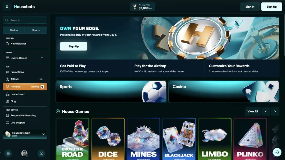 Housebets Casino: Explore Crypto Games and Sports Betting image 2